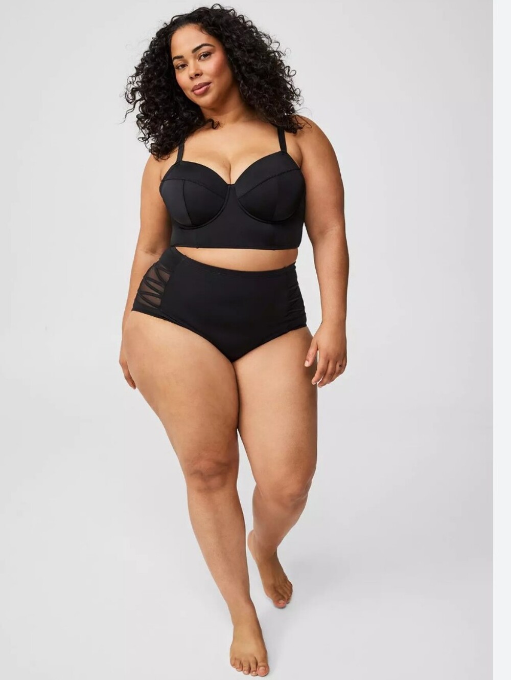 Torrid Bikini Bottoms With Mesh Side Panels, Black, Size 3, Swimming, Vacation